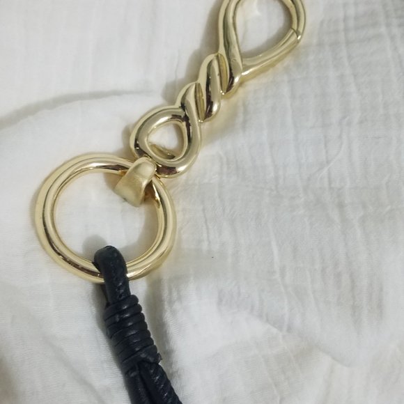 NWT BLACK GOLD TWISTED BUCKLE GENUINE LEATHER BELT